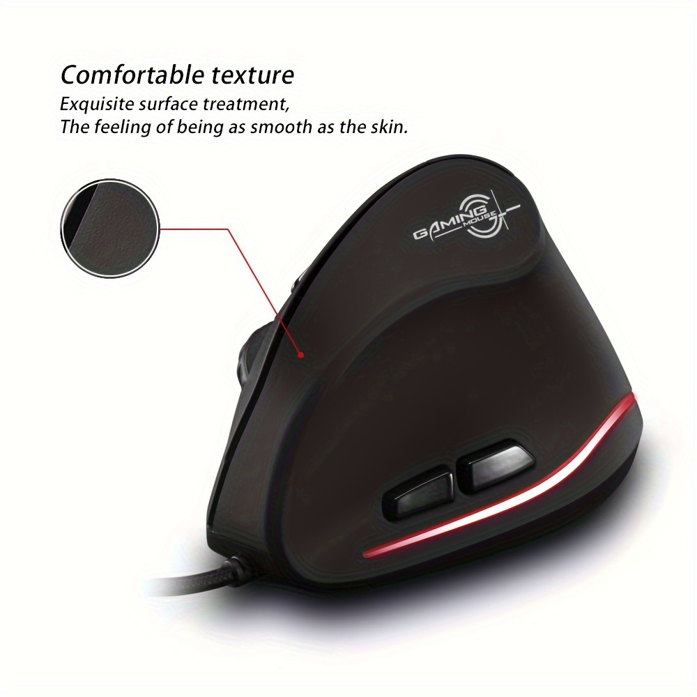 Wired Vertical Ergonomic Mouse Featuring 4 Adjustable DPI Settings, Reaching Up to 3200 DPI, Equipped with 6 Buttons And LED Optical Technology, Suitable for Desktops, Macs, Pcs, Laptops, And Gaming, Model ZELOTES T-20
