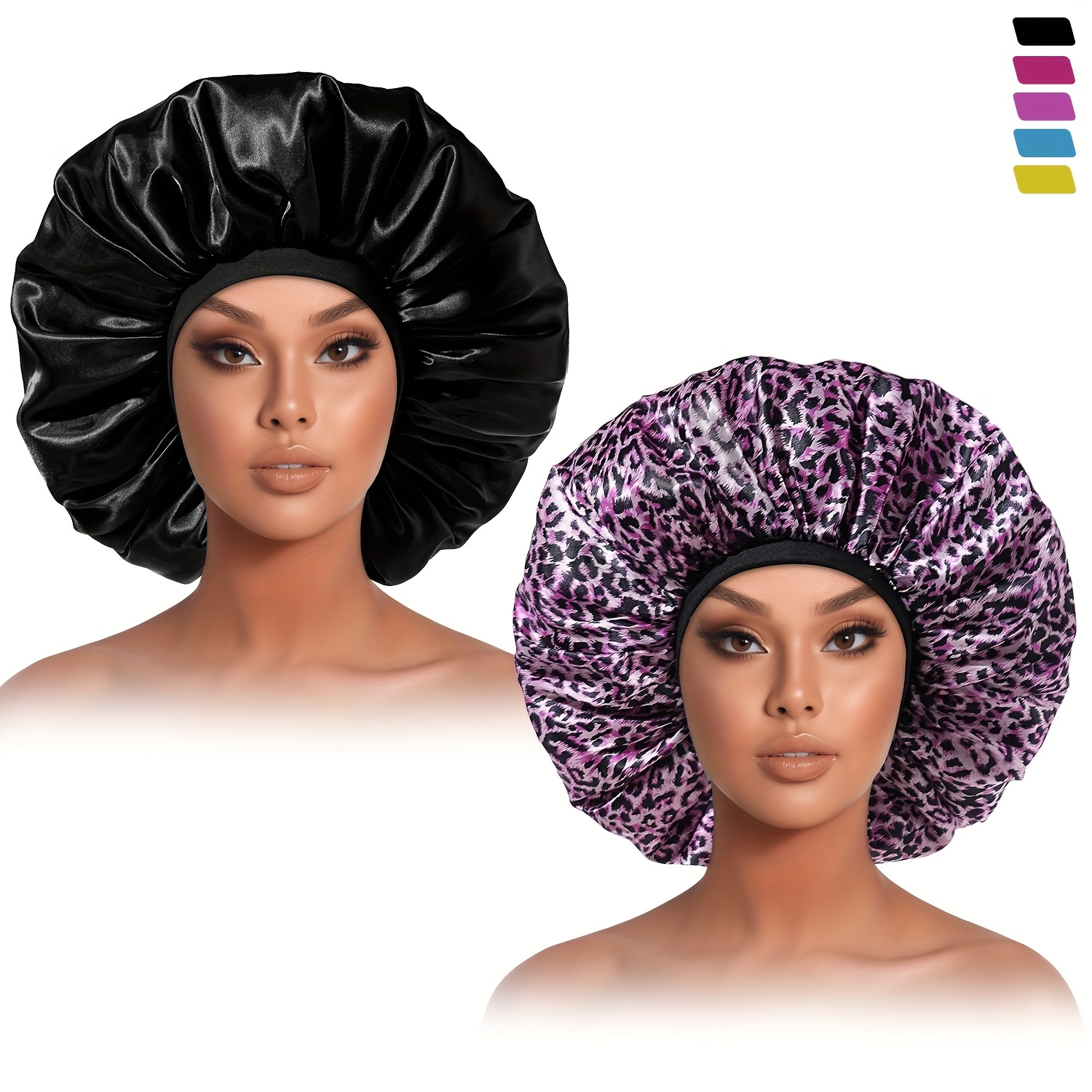Satin-Schlafhaube Für Frauen - Extra Groß, Doppellagig, Verstellbar, Schützt Lockiges & Langes Haar