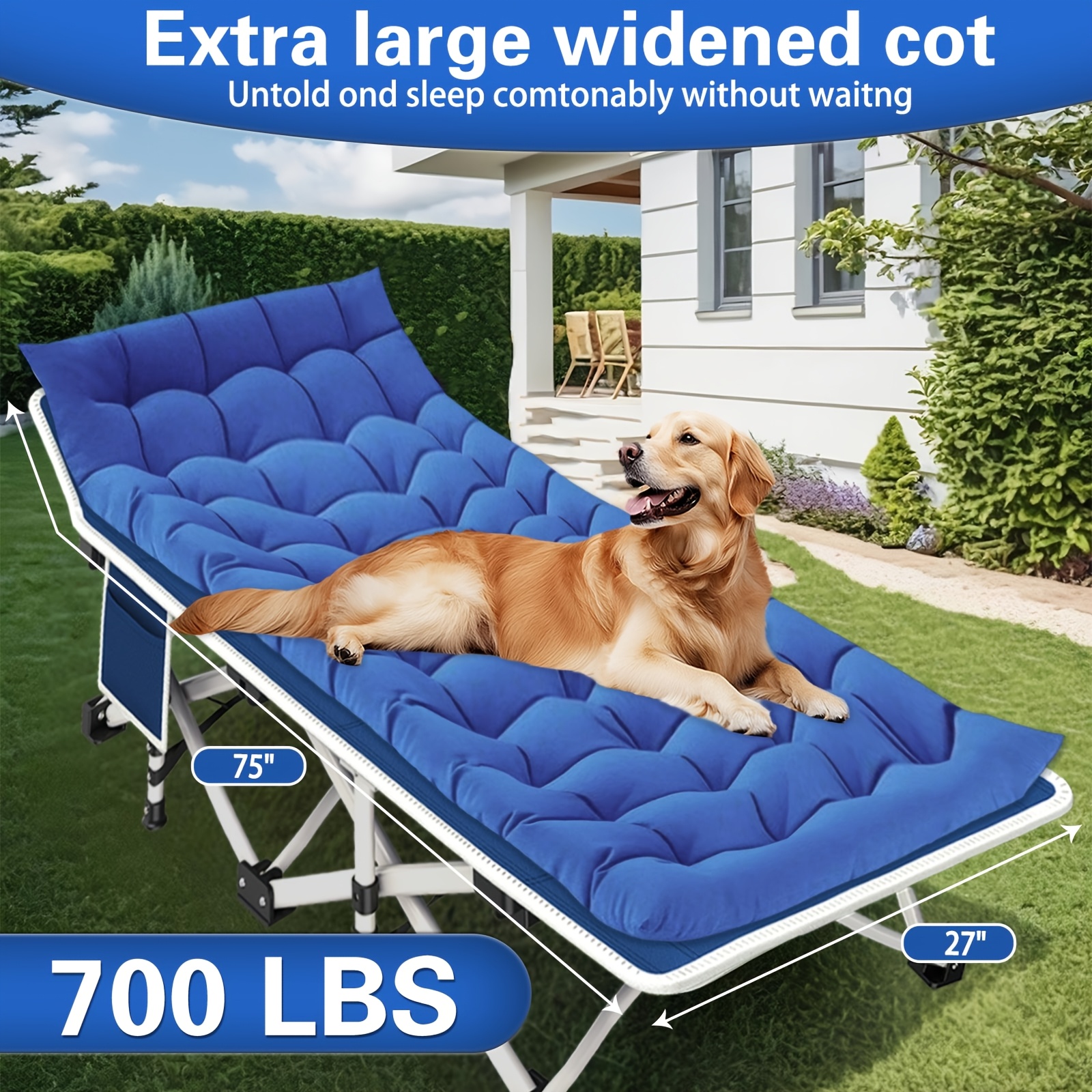 Camping Cot For Adults With Carry Bag, Heavy-duty Portable Cot Bed With Mattress, Foldable Padded Sleeping Cots For Camping Travel Tent Day Bed Outdoor & Home Guest Mattresses Are Sold Separately.