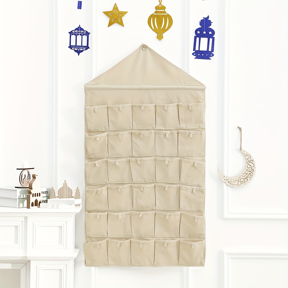 1 Fabric Ramadan Mubarak Advent Calendar, Eid Countdown, 30-day Mystery Countdown Calendar With 30 Pockets For Eid Home Wall Decoration