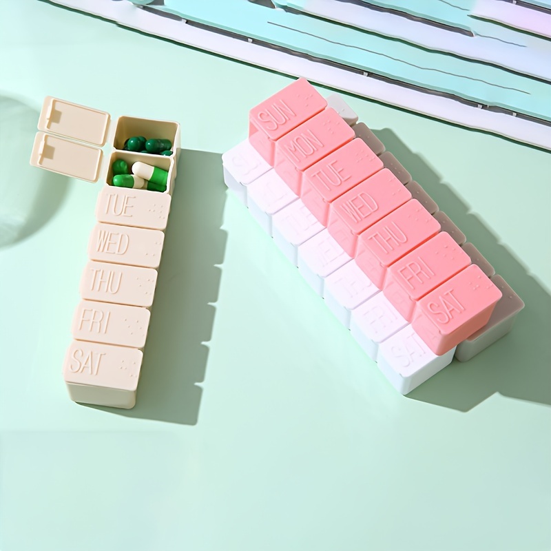 Portable Weekly Pill Box with Seven Compartments