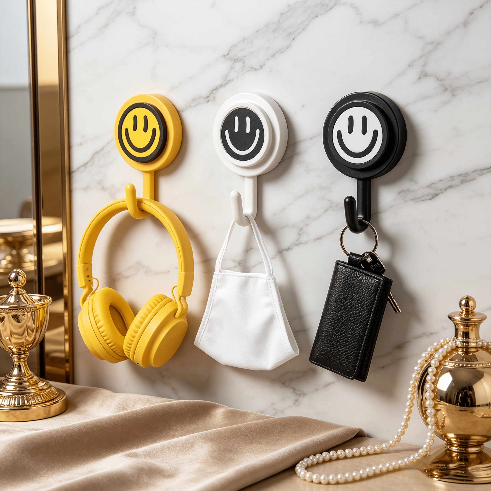 TEMU 3pcs Set Of -shaped Adhesive Hooks, No-drill Strong Hooks, Kitchen/bathroom Home Organization And Storage Hooks, Suitable For All And Versatile