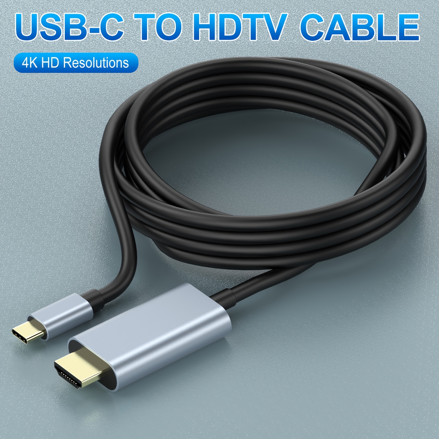 

6ft Usb-c To Hdtv Cable, 4k Hd , Flat Male To Male Connector, Cat5e Ethernet Cable, Usb-powered, 5v Operating Voltage, For Macbook Air, Ipad Pro, Surface, , Tv Monitor Adapter