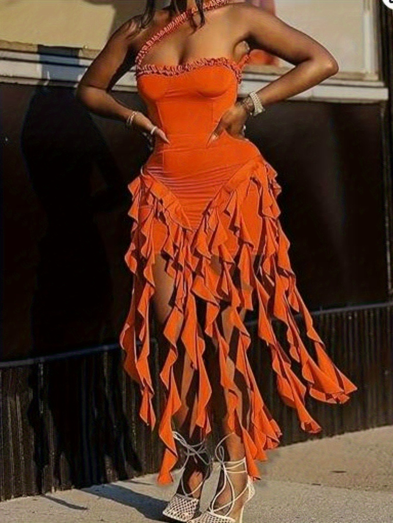 orange party dress sold on Temu United States