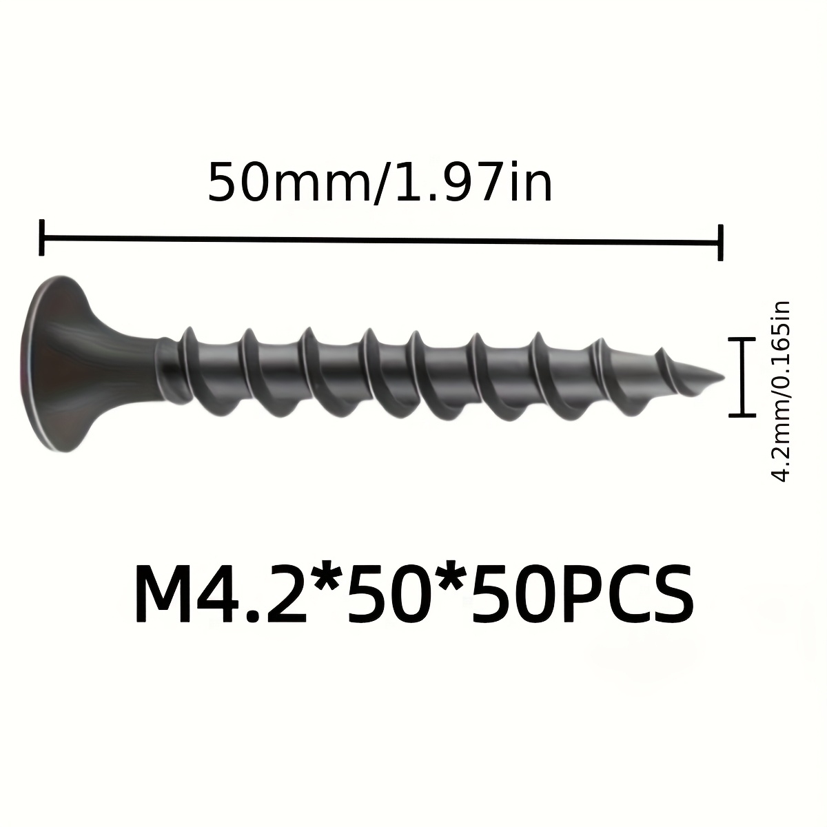 50pcs Black High-strength M4.2 Trumpet Head Coarse Thread Self-tapping Screws, Black Coarse Thread Screws, Screws, Woodworking Self-tapping Screws