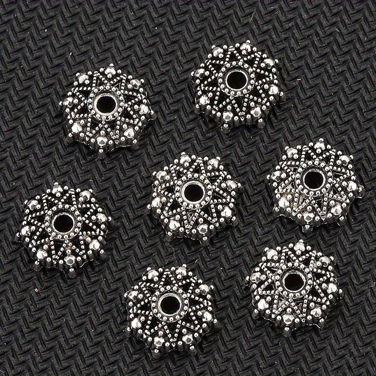 50pcs Alloy 3d Flower Spacer Beads - Versatile Metal End Caps For Making, Ideal For Bracelets, Earrings, Anklets & Necklaces