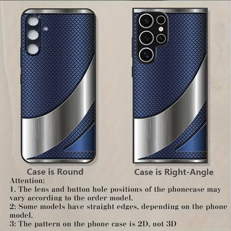 TEMU Phone Case - Business Metal Mesh Cover Line Stripe Texture Pattern Tempered Glass Phone Case Suitable For Galaxy S26/s25/s25 Edge/s25 Plus/s25