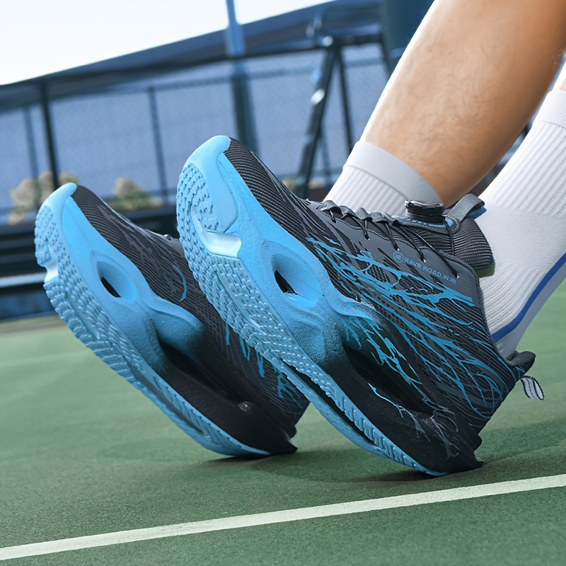 Men'S Shock-Absorbing Rotary Buckle Luminous Breathable Running Shoes, Outdoor Fitness Training Casual Sneakers, Comfortable Low-Top Breathable Outdoor Athletic Shoes, Student Running And Training Shoes