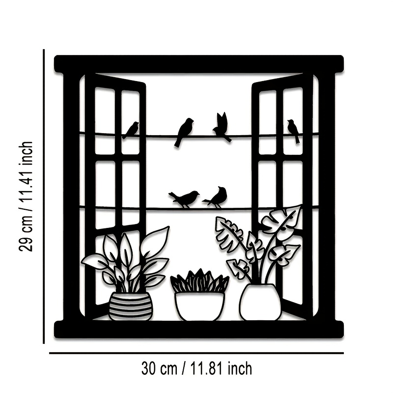TEMU 1 pièce Élégante Décoration Murale Métallique avec Motif Oiseau et Fleurs - Décoration Suspendue en Fer Forgé Adaptée à /Extérieur - Enseigne