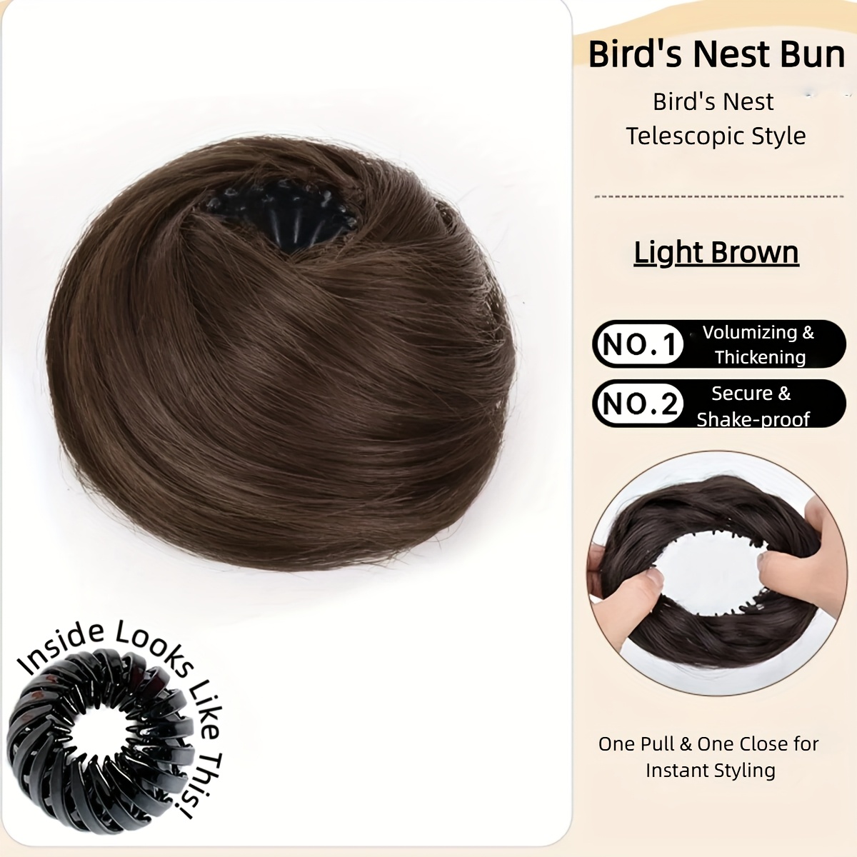 Image of Synthetic With Round Elastic Clip, Straight Hair Donut Bun Wig, Nest-shaped Stretchable Hair Accessory, Suitable For Daily Wear, Christmas And Other Holiday Parties, Vacations