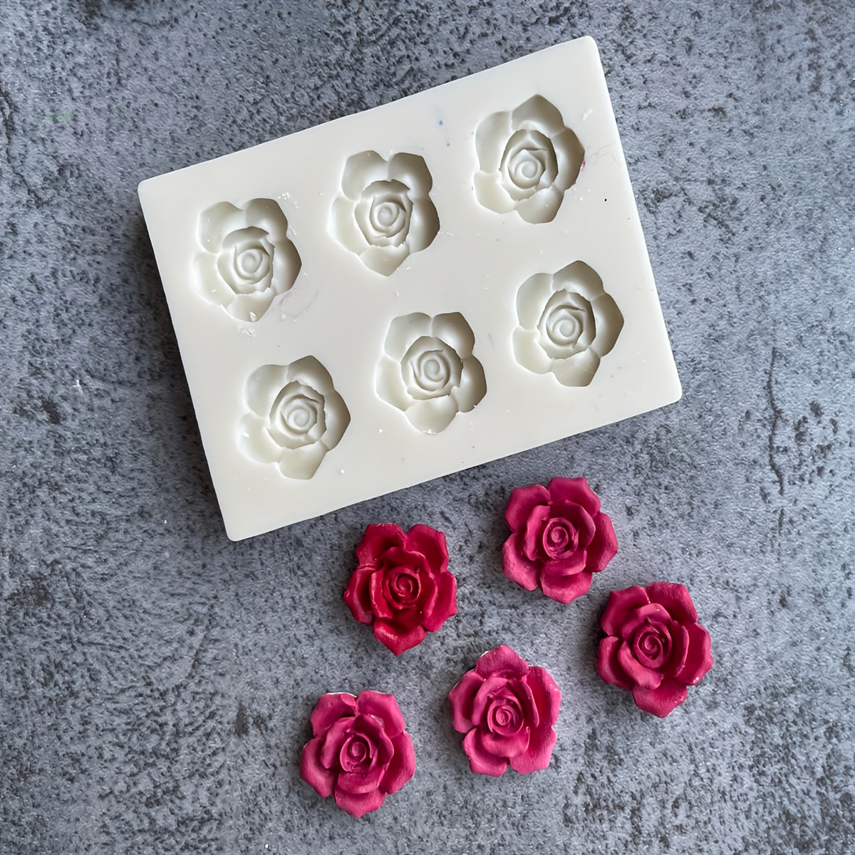 Six-rose Aromatherapy Candle Silicone Mold Resin Polymer Clay Mold Suitable for Handmade Soap and Gift Box Decoration
