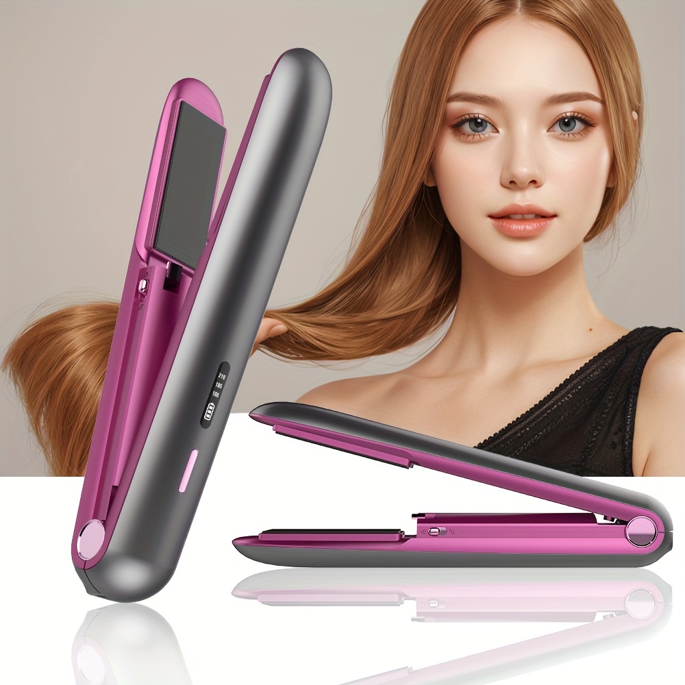 

Wireless Electric Hair Curler & Straightener Dual Use, Rechargeable, Anti-scald Design With Quick Heat-up
