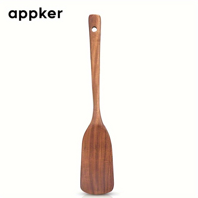 Image of Appker Acacia Wood Spatula Cooking Utensils Slotted Turner Flat Wooden Kitchen Wok Spatula For Mixing Frying Fish Spatula Egg Flipper Turner Utensil