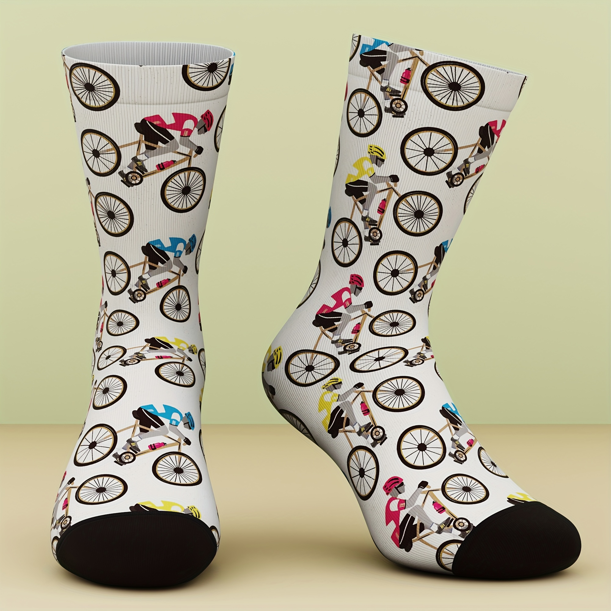 TEMU A Pair Of Unisex Socks, Cycling Fun Patterns, Cartoon Fashion, And Comfortable, 3d Digital Printing Technology, Quirky Sock Gift, Machine