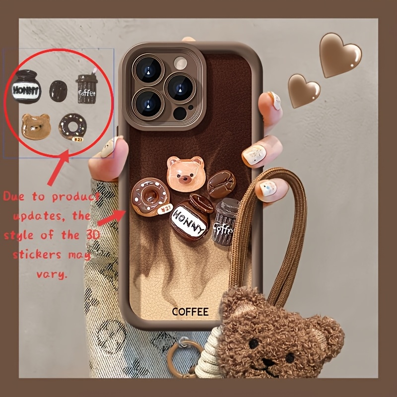 TEMU Phone Case: Autumn/ Bear Pattern Full-coverage Drop-proof Phone Case, Includes 3d Stickers And A Cute Autumn/ Charm. Suitable For Iphone