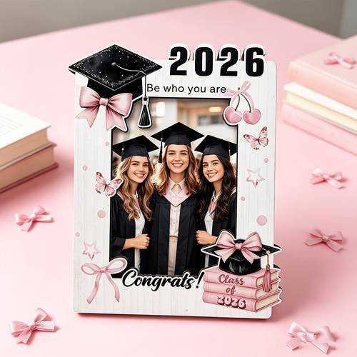 wooden cherry frame suitable for graduation 5 inch horizontal double layer display stand plaque book shaped desk decor for single graduate picture entryway decoration for home graduation keepsake gift