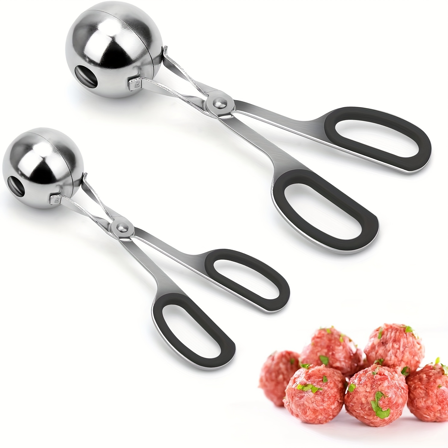 Meatball Maker, 2pcs None-stick Meatball Scoop Ball Maker With Detachable Anti-slip Handles, Stainless Steel Meat…: retailer-supplied image