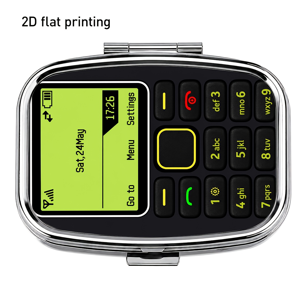 TEMU 1pc, 2d Flat Printing, Vintage Button-style Phone Electronic Pattern Square Small Pillbox, Two-compartment Portable Storage Case, Pocket Pill