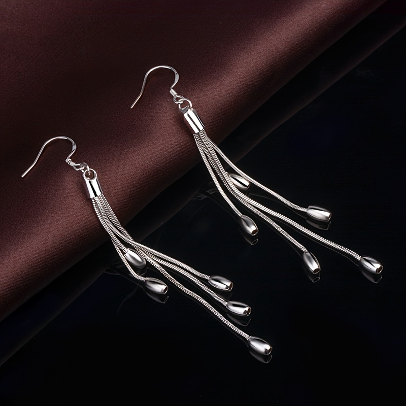 TEMU A Pair Of Round Pearl Tassel Chain Women's Earrings, Suitable For Ladies To Wear On Daily Occasions, Vacations, Banquets, Dates, And Parties.