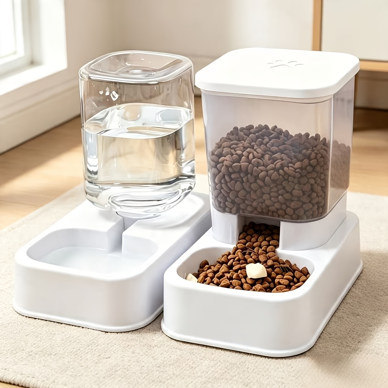 TEMU 2026 New Model 1pc/2pcs Automatic Cat And Dog Feeder With Water Dispenser - Pet Food Bowl And Water Dispenser Set - Intelligent Quantitative