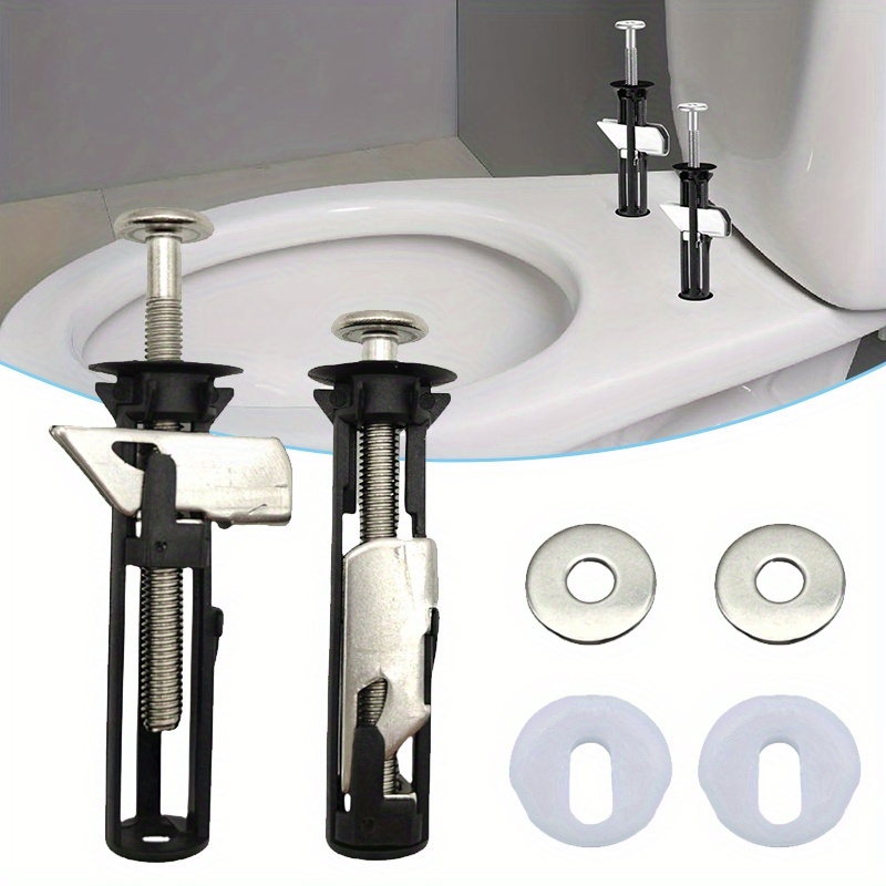 2-Pack Toilet Seat Screws – 3 Inch Steel Bolts With Plastic Nuts & Washers, Universal Top-Mount Toilet Seat Hinge Replacement Kit