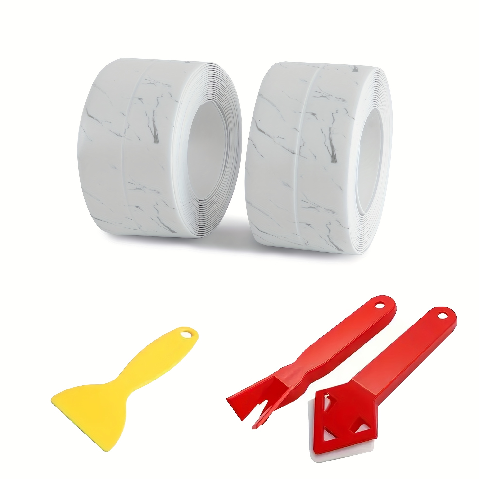 TEMU 2 Rolls 1.5*125.98inch Self-adhesive Waterproof Beautiful Seam Kitchen Sticker, With 3 Tools, Sink Self-adhesive Water Retaining Strip, Kitchen