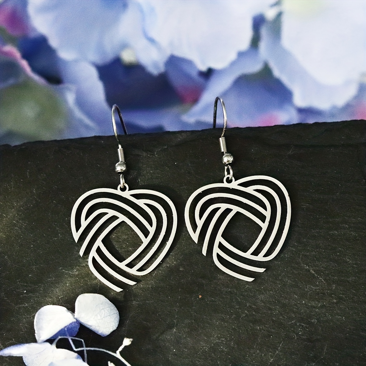 Women's Minimalist Multi-Layer Woven Swirl Heart Outline Hook Drop Earrings