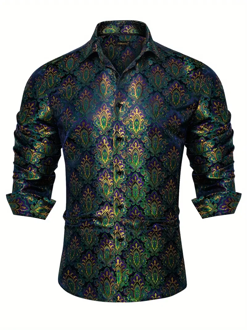mens green paisley long sleeve button shirt vibrant floral - Temu mens green paisley long sleeve button shirt vibrant floral - Temu
