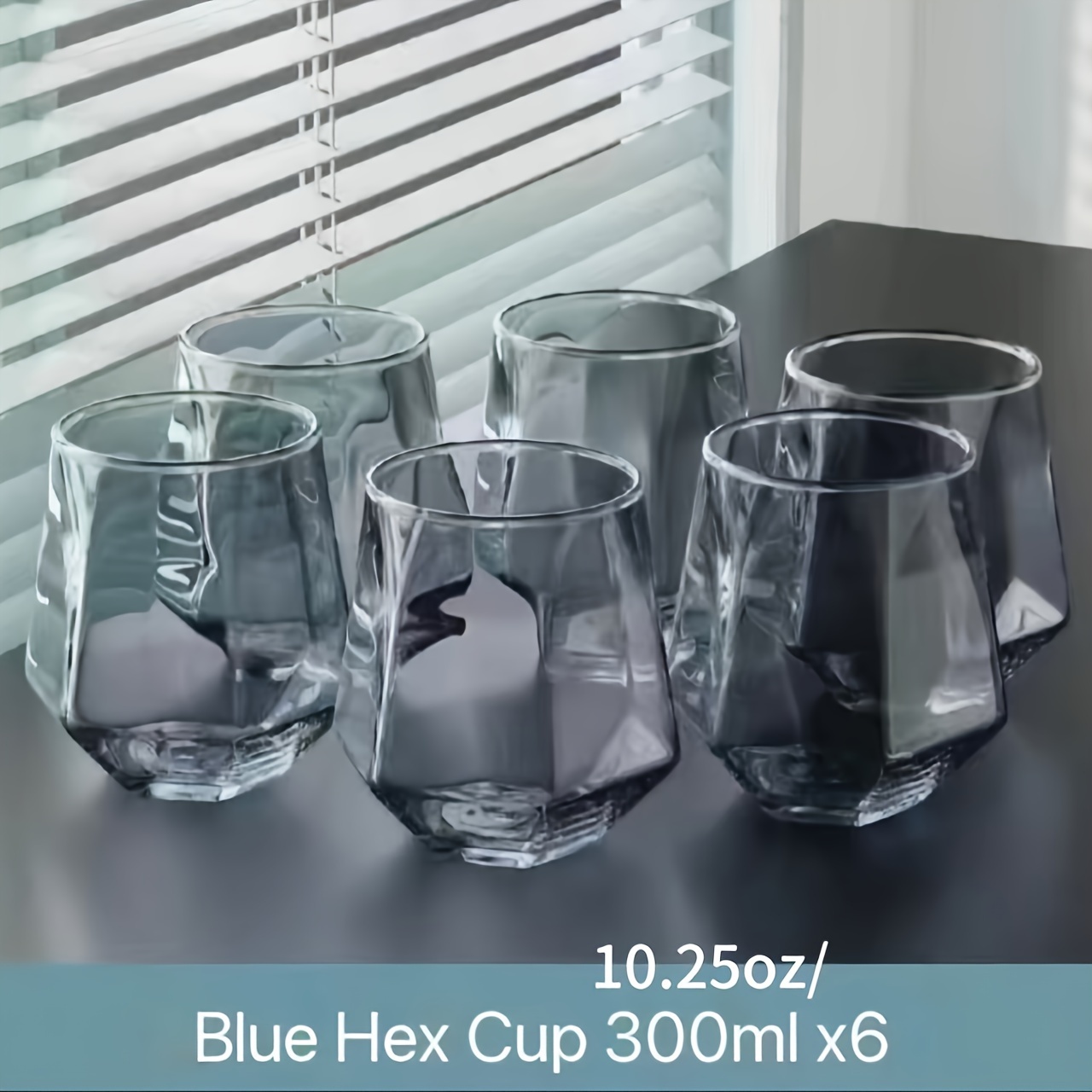 TEMU 6pcs Trendy Transparent Glass Cup Set, Household Beer Glasses, Juice Cups, Water Glasses, Tea Cups For Living Room, Milk Cups