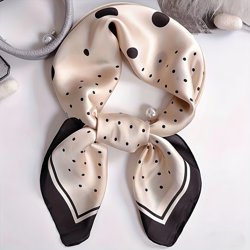 E-shop 100% Seide Damen Elegante Böhmische Mode Multi-Funktionaler Polka Dot Muster Quadratischer Schal - 27.56 Zoll Leichter Atmungsaktiver Damen