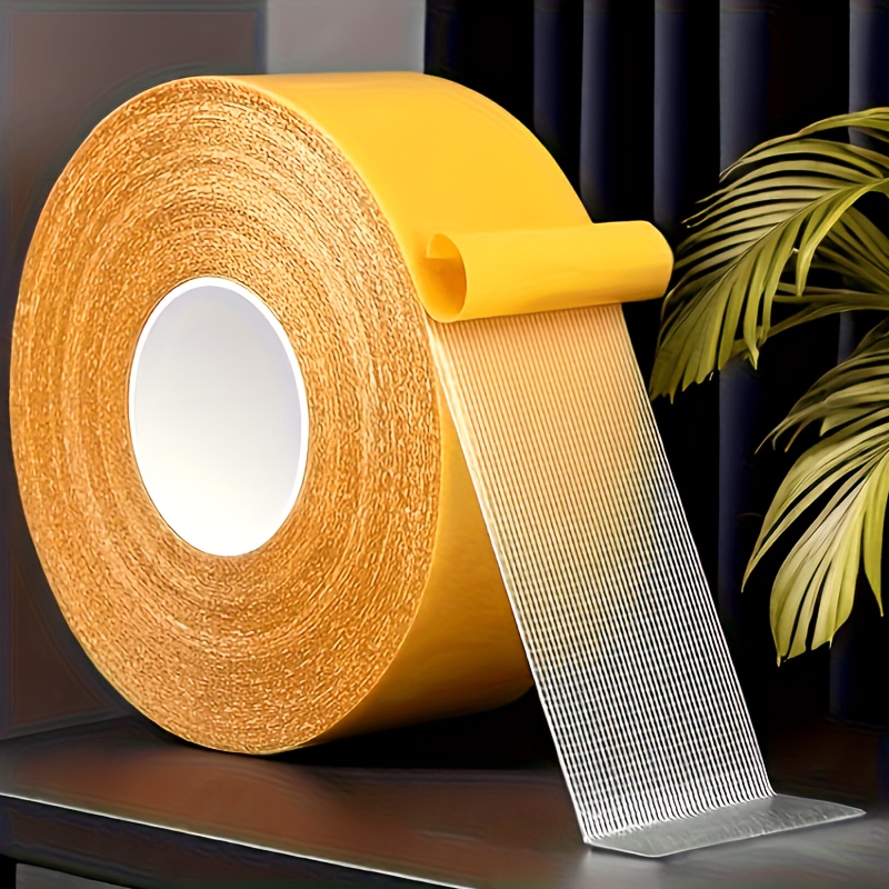 

2pcs Super Strong Double-sided Tape, 0.78" X 66ft - Heavy-duty Adhesive With Fiberglass Mesh For Walls & Glass, Waterproof Transparent Mounting Tape For Fabric, Wood, Metal & More