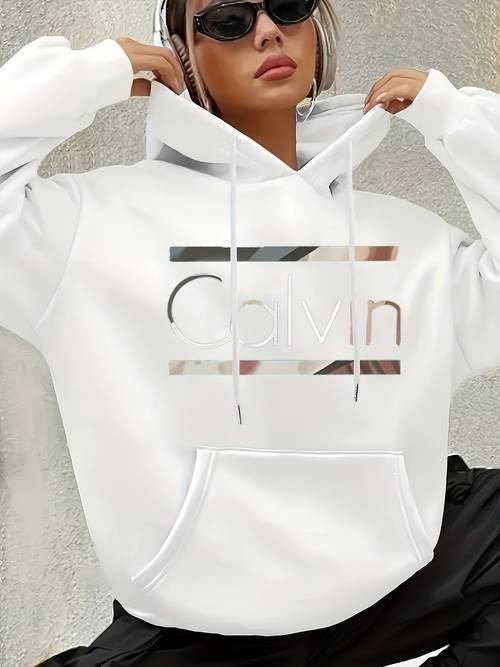 los angeles letter print drawstring hoodie casual long sleeve pocket sweatshirt womens clothing