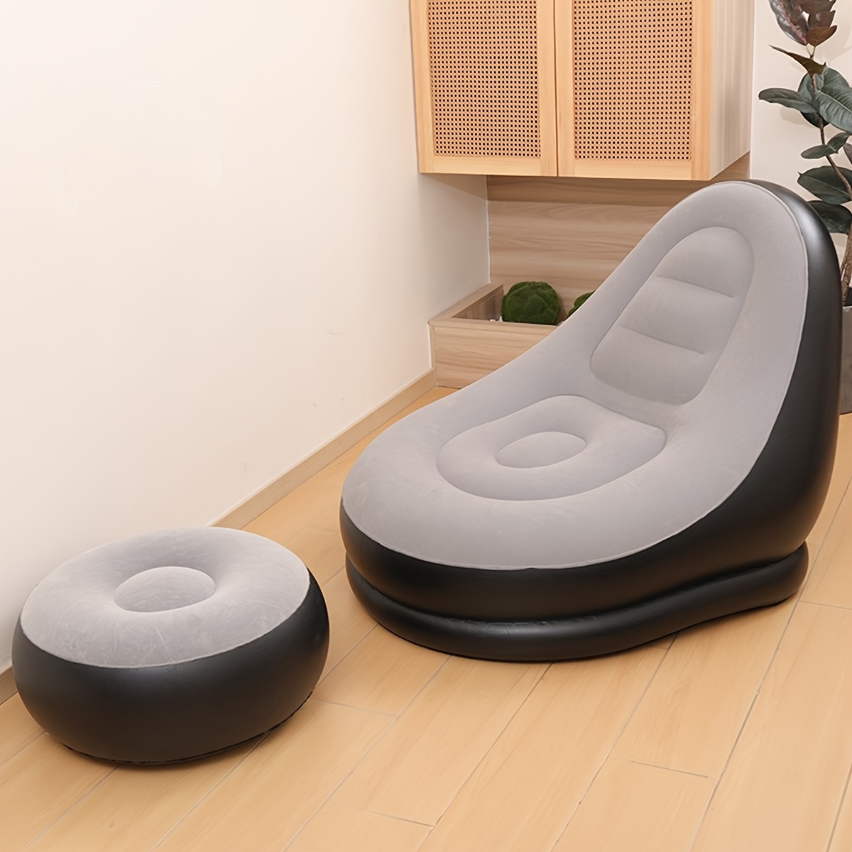 TEMU 3pcs Inflatable Sofa Set Footrest, Nap , Reading Napping Air Bed, Foot , Bedding, Pvc , Non-waterproof, Max Weight <100kg, No Required