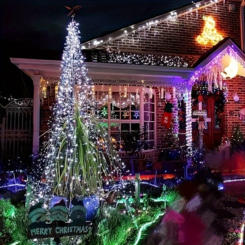 Outdoor Solar Fairy Lights with Smart Control, 8 Modes, IPX6 Waterproof, 50/100/200 LED, Warm White & Multicolor Options (Purple, Red, White) - Solar-Powered Indoor/Outdoor, Christmas, Halloween, Garden, Patio, Tree, Party, Yard, Wedding, Birthday