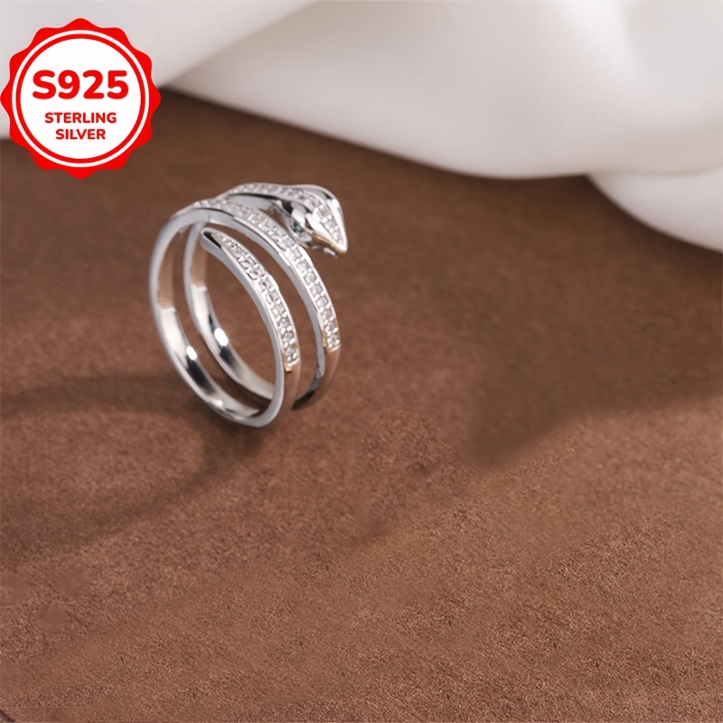 925 Snake Shape Entwined Open Ring Anti-Oxidation Packaging