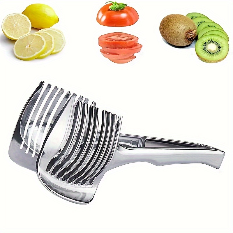 

A That Effortlessly Slices Tomatoes, , And With This Stainless Steel Kitchen Utensil!