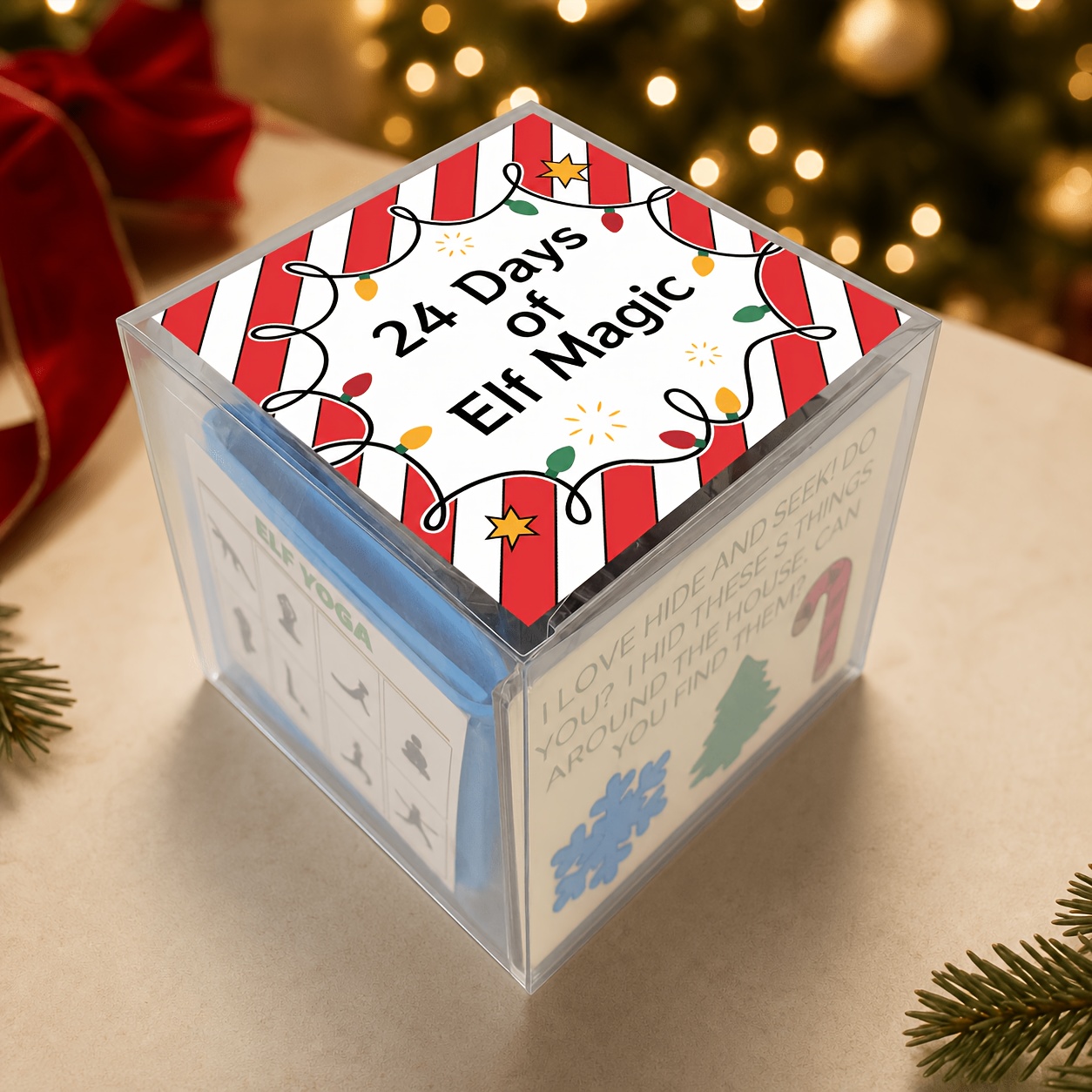 TEMU Boîte de Décoration de Noël, Kit de Père Noël, Accessoires de Père Noël, Kit de 24 Jours de Père Noël, Kit d'Activités de Père Noël