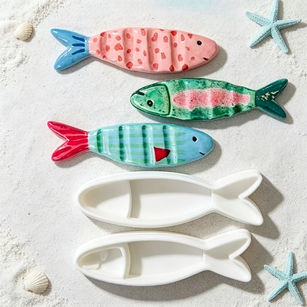 TEMU Molde de arcilla con forma de pez para estampado de arcilla a DIY, herramienta para hacer aretes y colgantes de cerámica