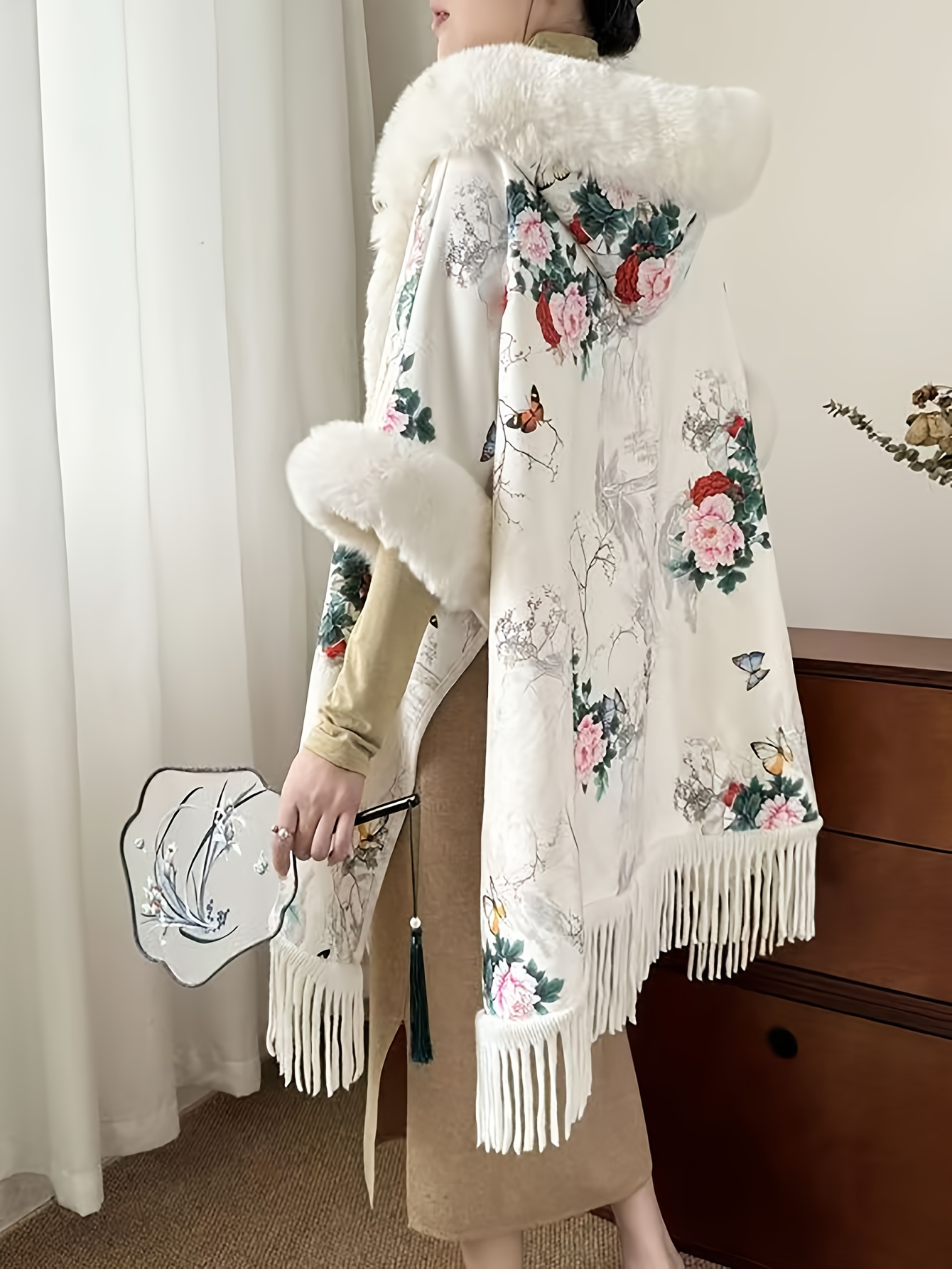 plus size womens elegant plush fur like winter coat floral Temu