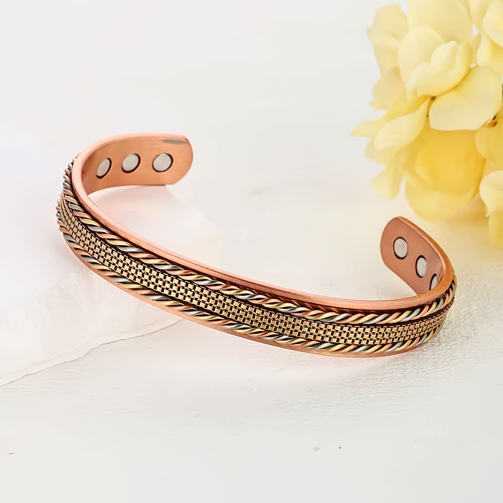 TEMU 1pc Copper Magnetic Bracelet Adjustable Cuff Bracelet Men's And Women's Jewelry Gift