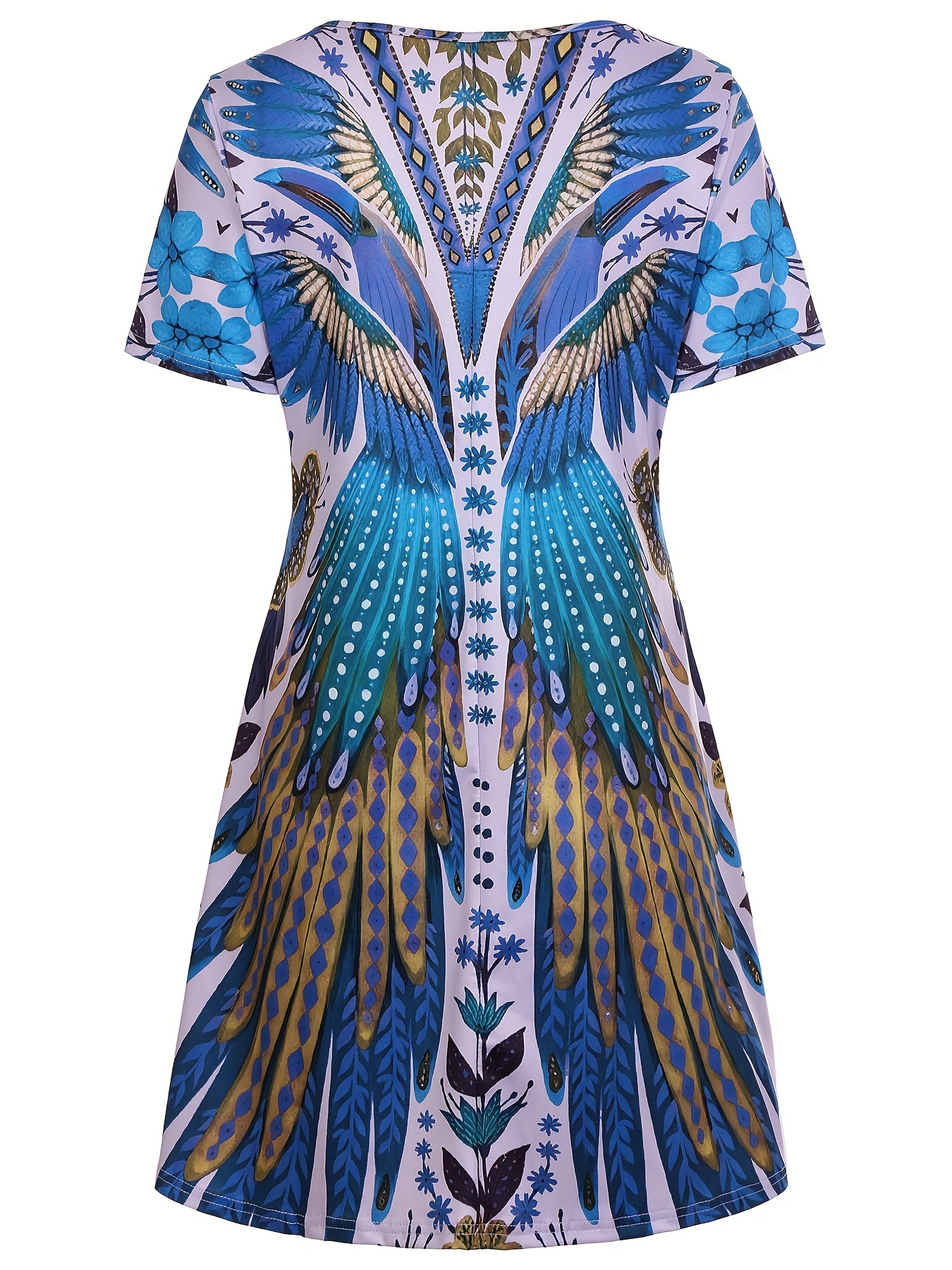 Robe élégante pour femme - Coupe A, Imprimé floral, longueur genou, manches courtes, col rond, lavable en machine, polyvalente du printemps à l'automne, confortable et tendance