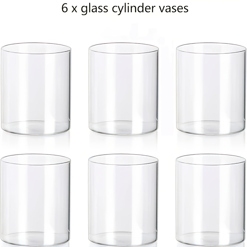 TEMU Clear Glass Cylinder Candle Holders Set, Transparent Hurricane Vases For Wedding Table Centerpieces, Reusable Glass Candle Cups For Party,