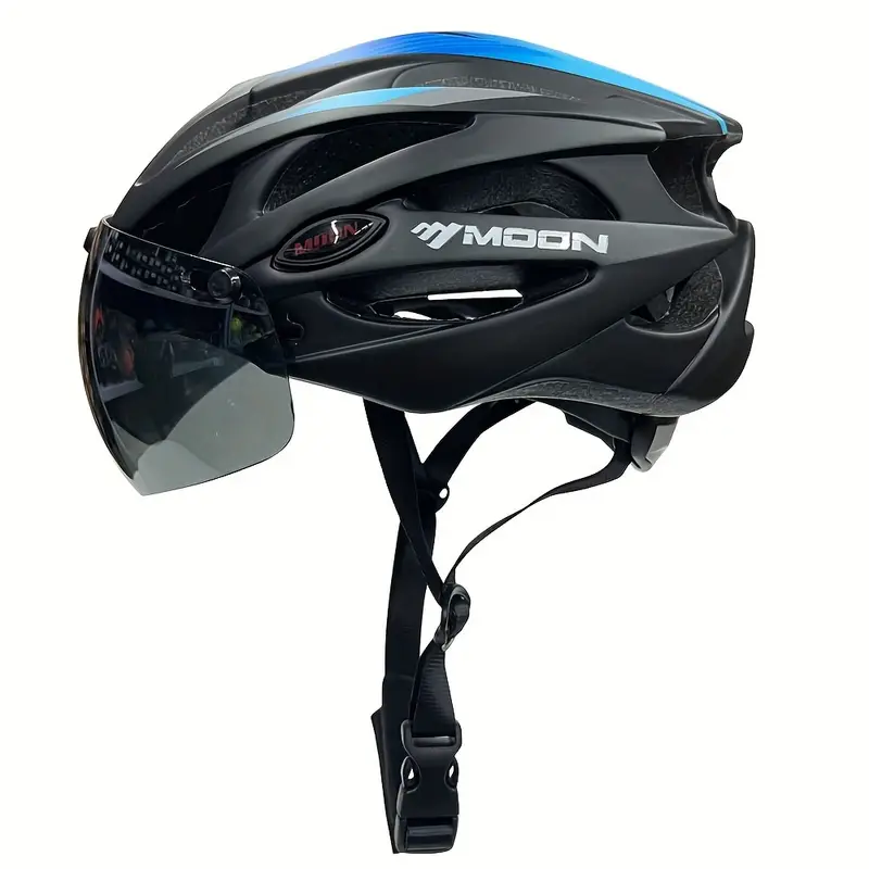 moon ultralight cycling helmet with removable visor black red adjustable multi use for road mountain biking unisex adult uncharged unisex cycling gear modern helmet design adjustable strap helmet details 27