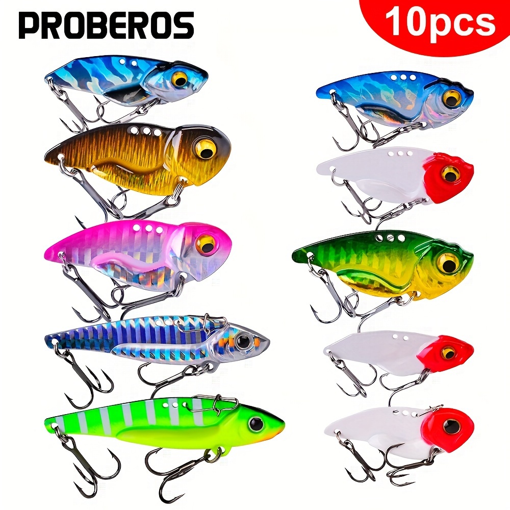 

Proberos 10pcs Vib Fishing Lures, 20g 17g 15g 12g 10g 7g Artificial Blade Metal Sinking Spinner Crankbait, Vibration Bait Swimbait, Pesca For Bass Pike Perch Tackle