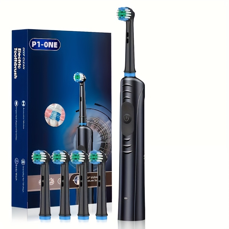 

1pc Adult Electric Toothbrush, Timing Mode Usb Rechargeable Toothbrush, Whitening Electric Toothbrush With 4 Brush Heads