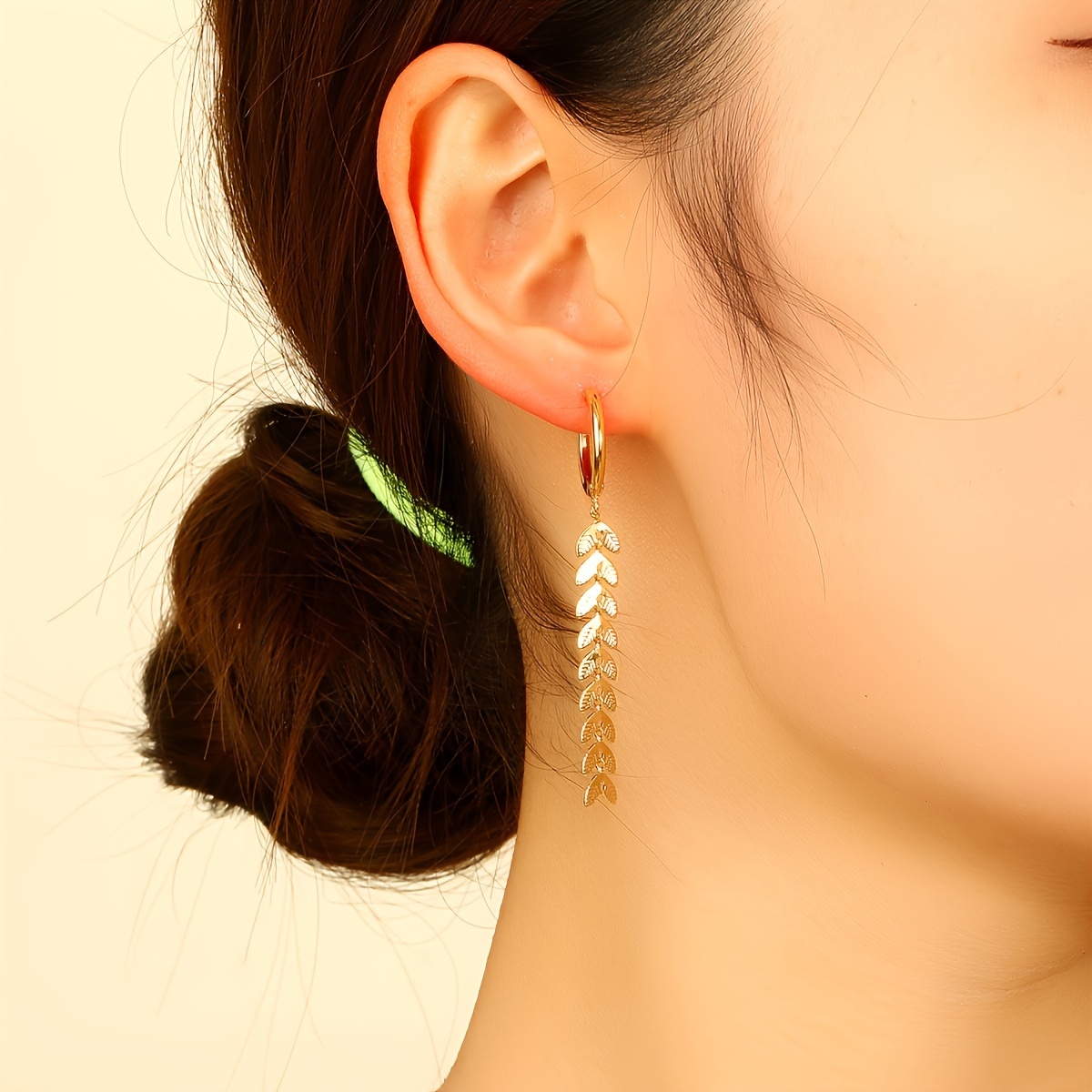 1 Pair Of Western Wheat Temperament Long Tassel Earrings Suitable For Women' Wear
