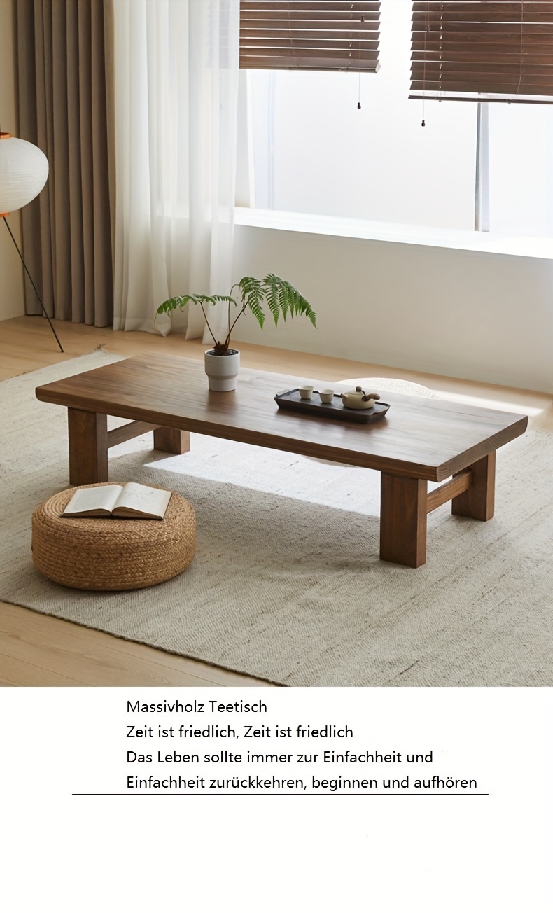 solid wood coffee table minimalist modern japanese inspired low tea table portable design with sturdy leg wood tabletop for living room tatami floor seating patio lawn garden temu Temu