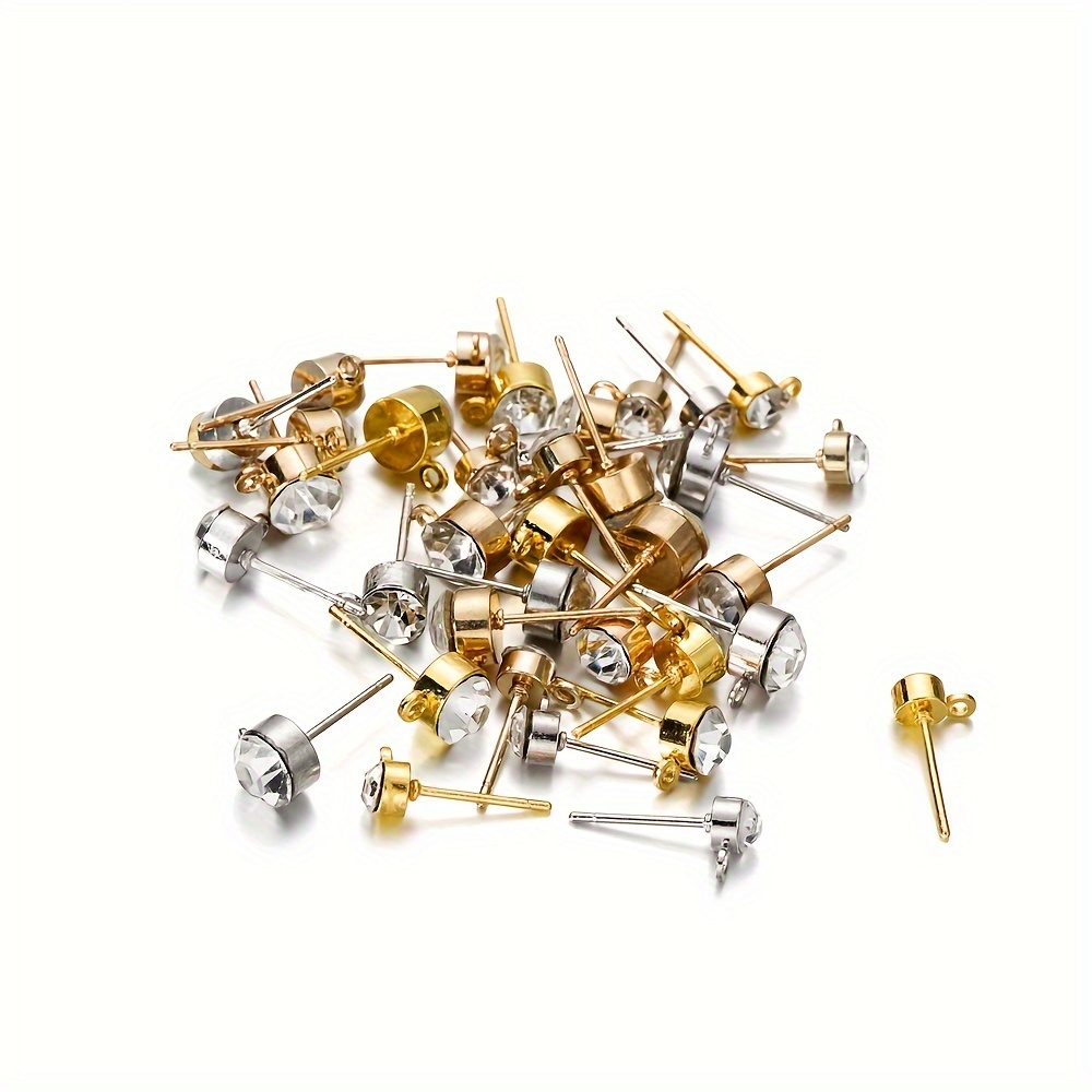 

50pcs 4/5/6mm Mix Color Stud Earring Findings With Brick Earrings Clasps Diy Jewelry Making Accessories