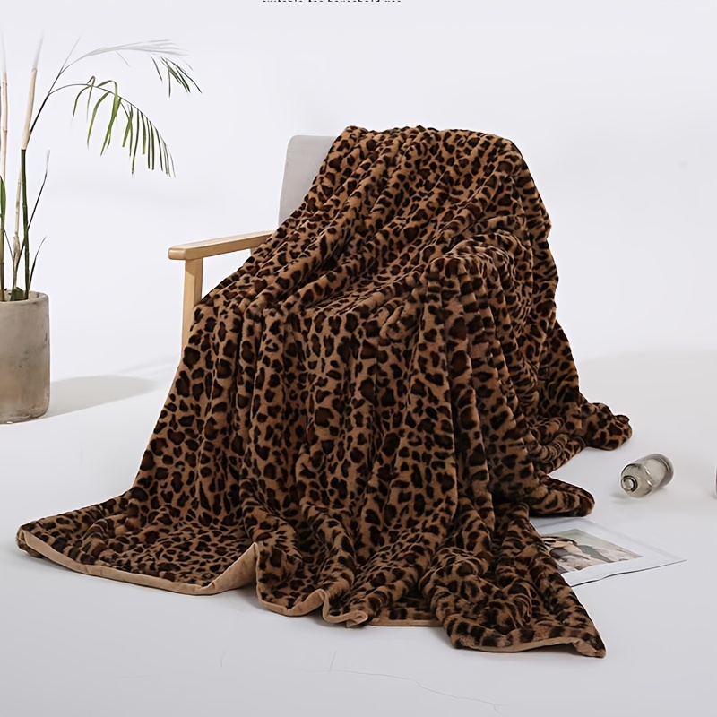 TEMU 1pz Coperta Morbida In Fleece Con Stampa Di Leopardo - Morbida, E Per L' E L'inverno, Perfetta Per , Camera Da Letto , Lavabile In Lavatrice,