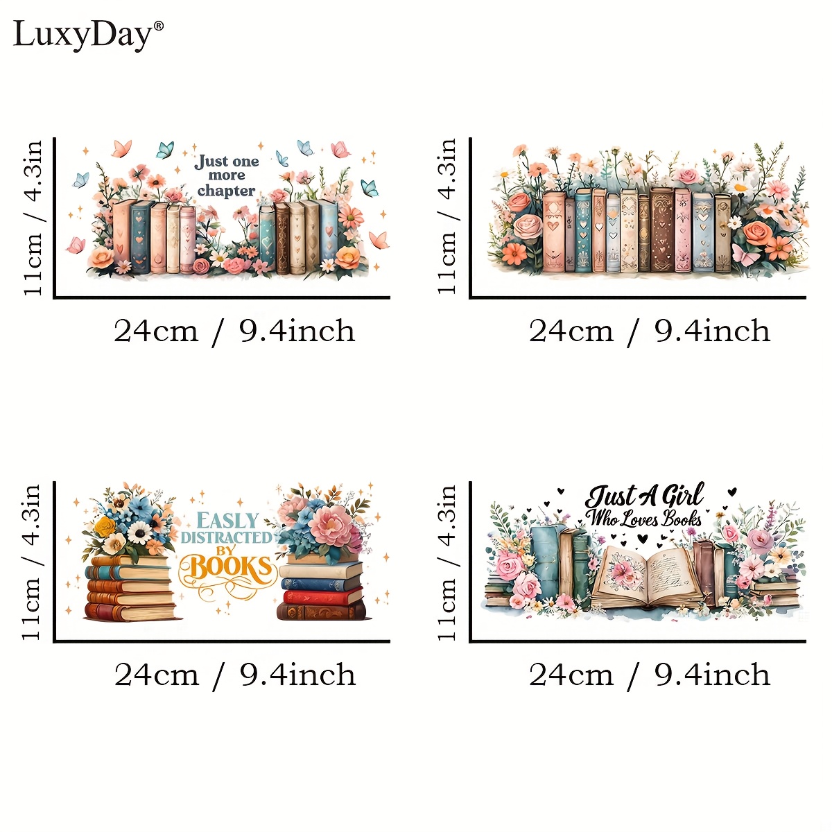E-shop Set mit 4 floralen UV DTF Vinyl Transfer Papieren für 16Oz Glasbehälter - Einfach zu verwenden, hochwertige Dekoration, Druckqualität, ideal für
